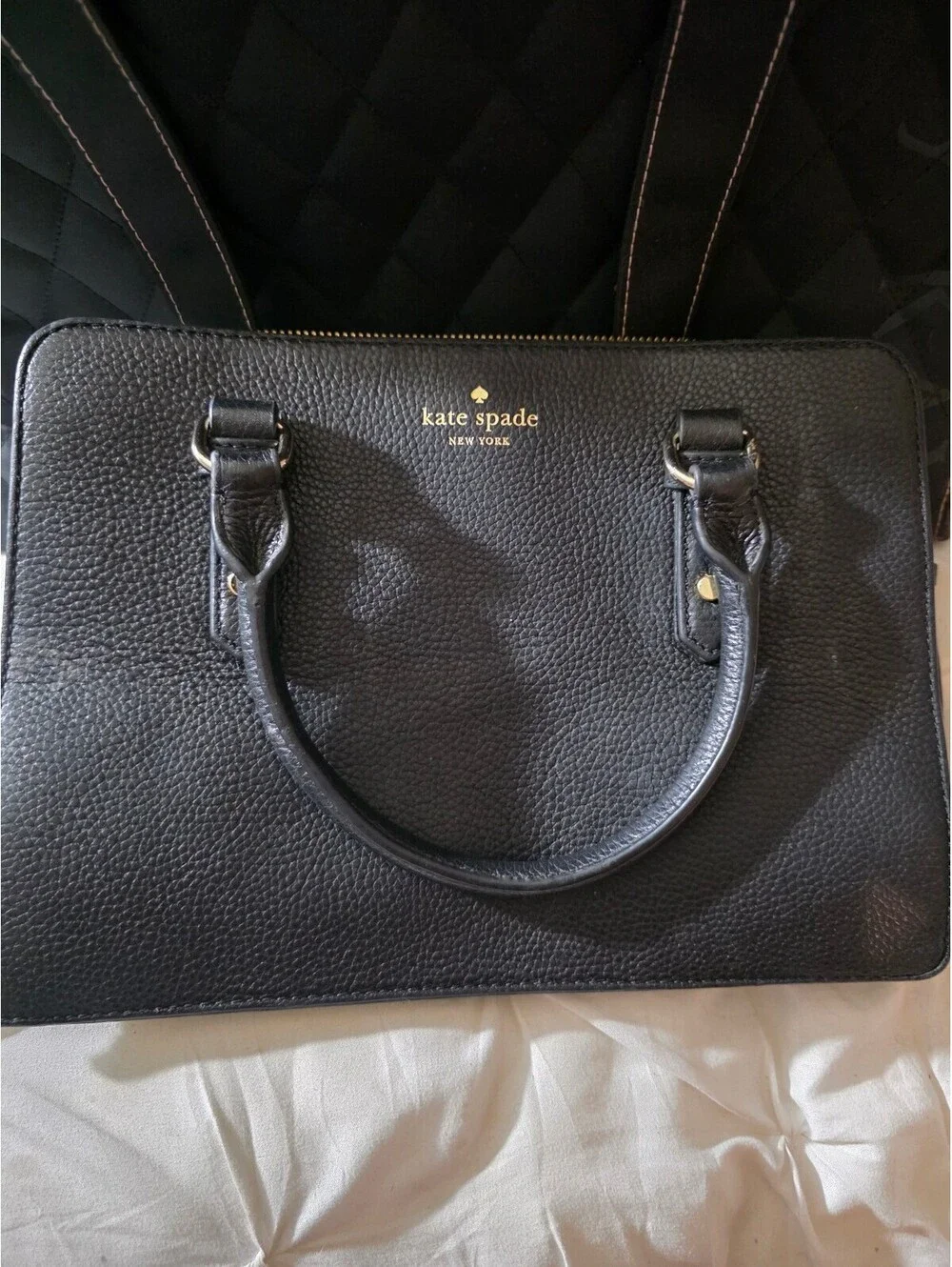 Kate Spade Black Pebbled Leather Satchel Handbag